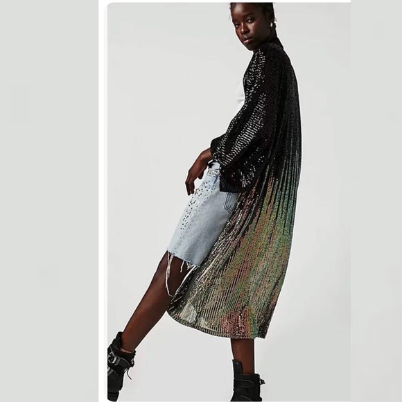 Free People Party On Sequin Kimono One Size